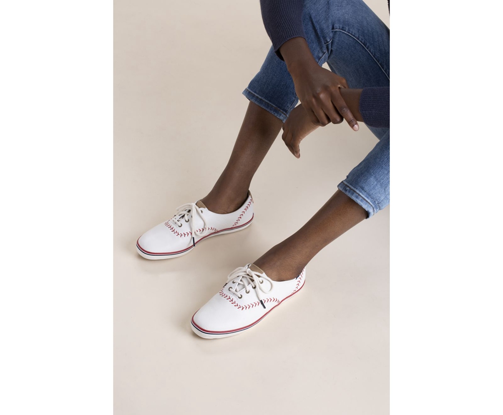 Keds Sneaker Damen Weiß - Champion Pennant Leder - LKV-183709